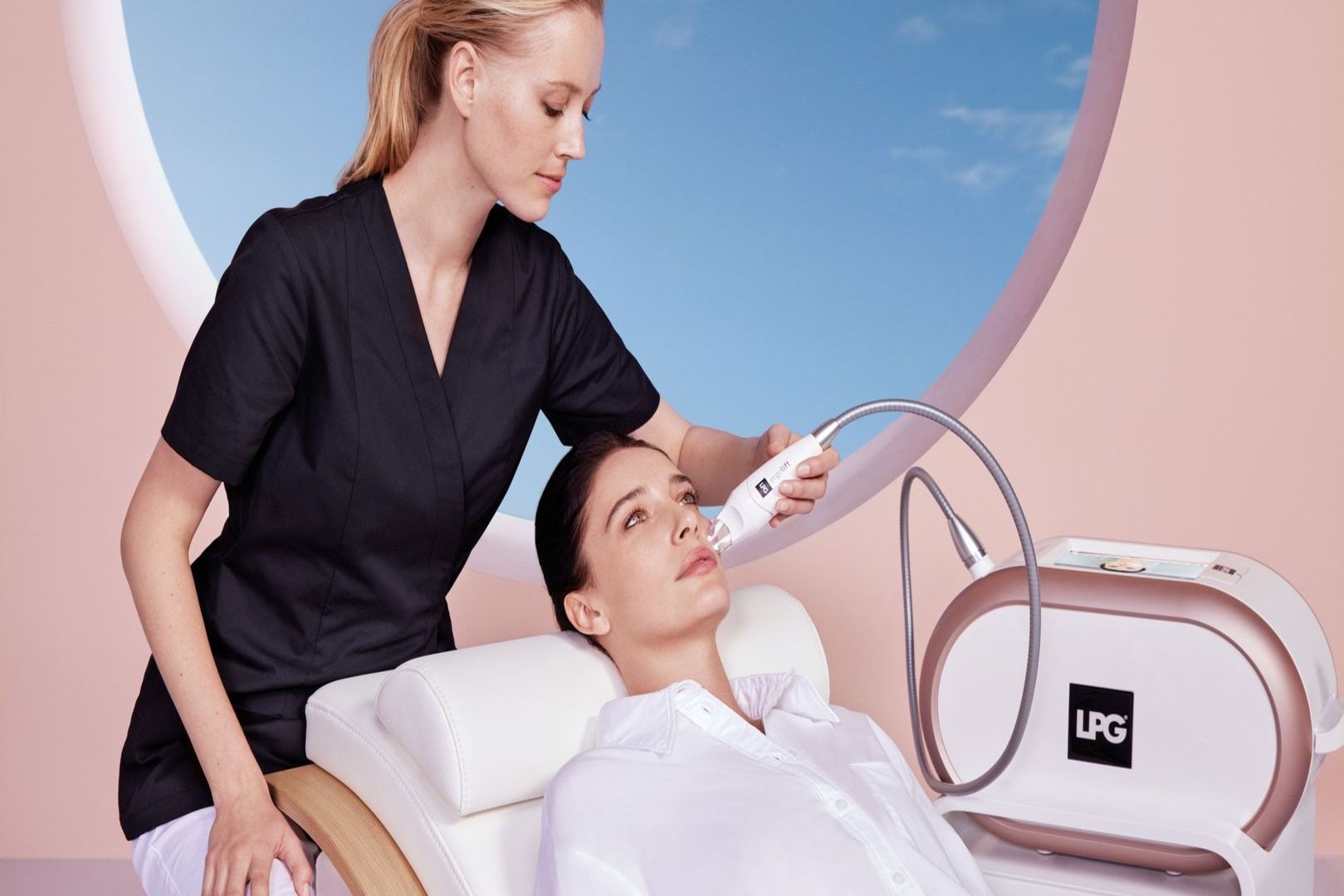a woman getting face treatment